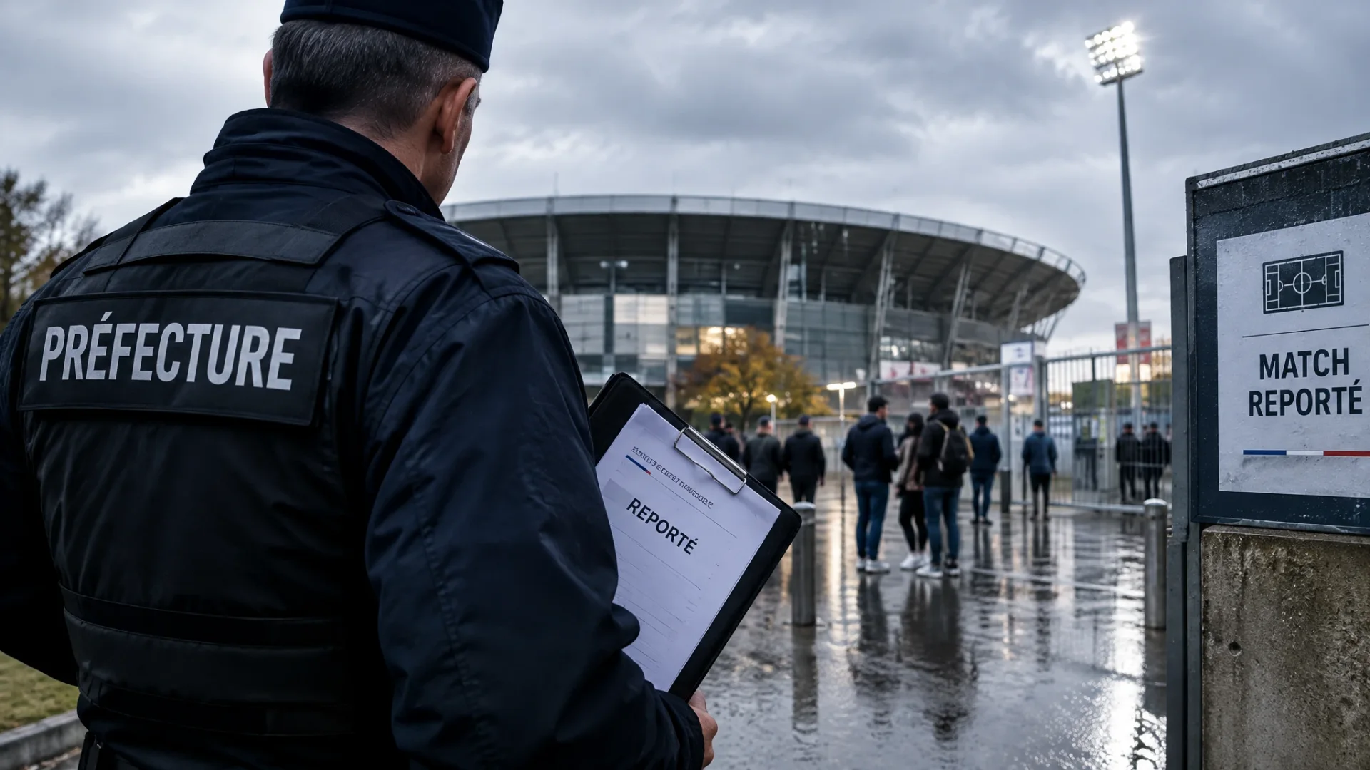 Illustration éditoriale : Nice, Lyon, Rennes : quand les préfets règlent le tempo de Ligue 1