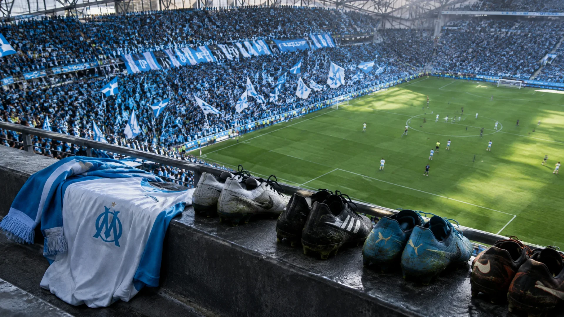 Editorial illustration: OM in Ligue 1: the club brands the stands, not the boots