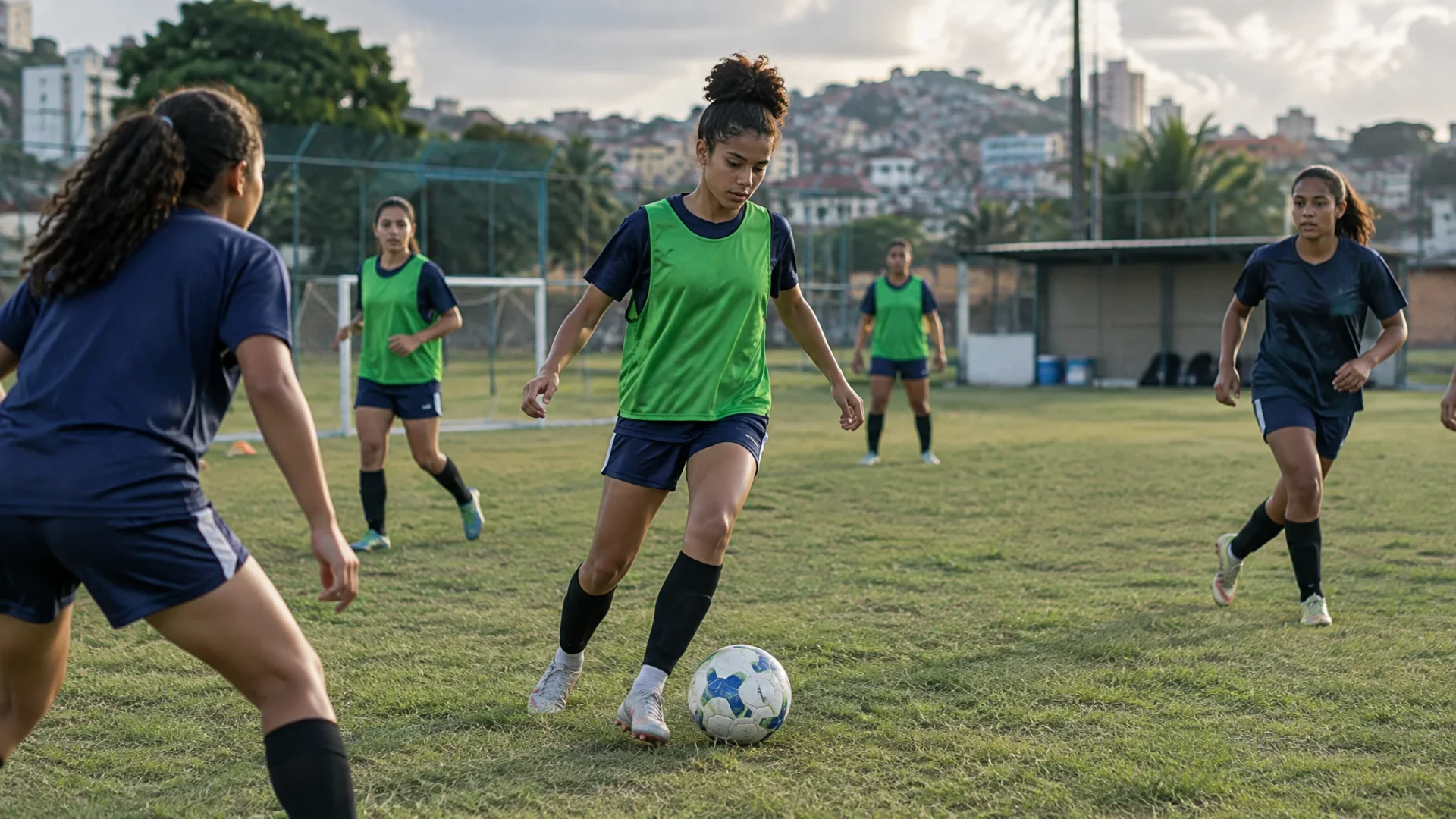 Editorial illustration: Fortaleza, Manaus and FIFA: women’s football advances through boring but decisive infrastructure